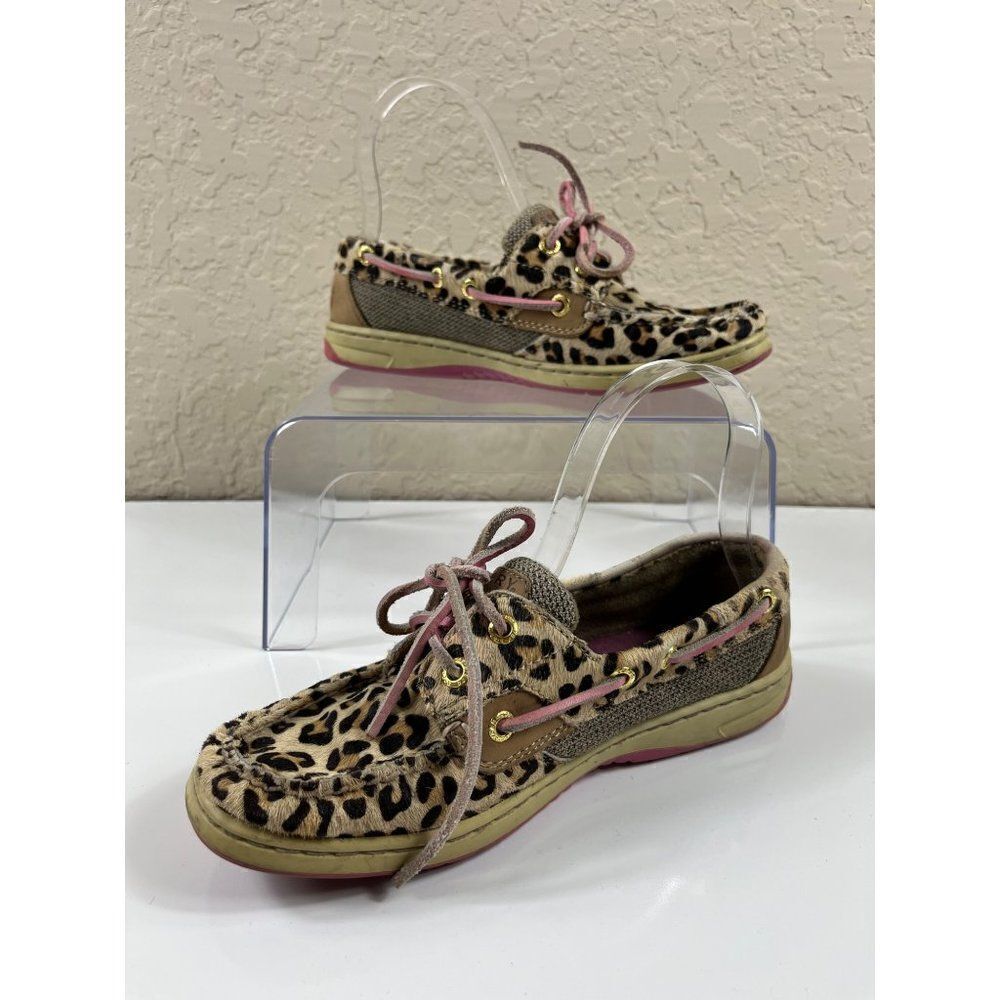 Sperry Top-Sider Bluefish Leopard Print Pony Hair Boat Shoes Women's Size 6M